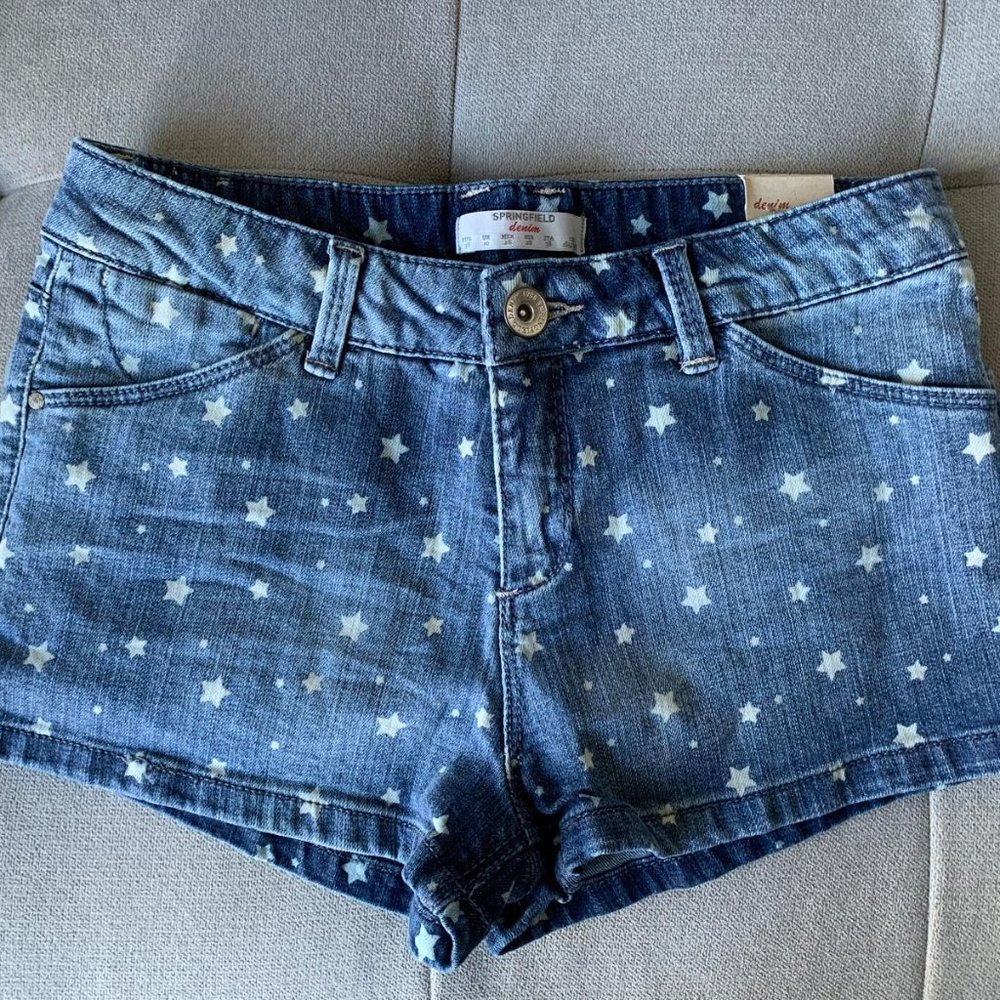 SPRINGFIELD DENIM SHORTS - STAR PATTERN